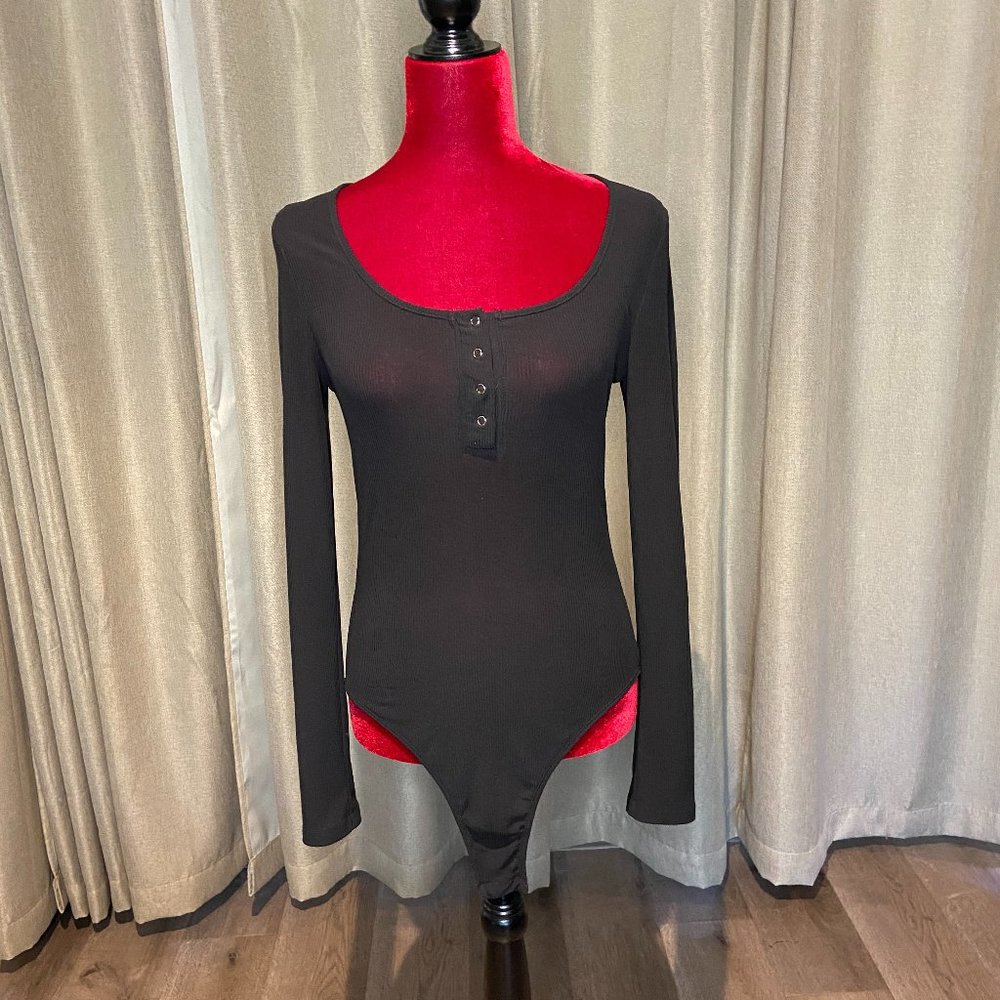 Black Scooped Neck Bodysuit